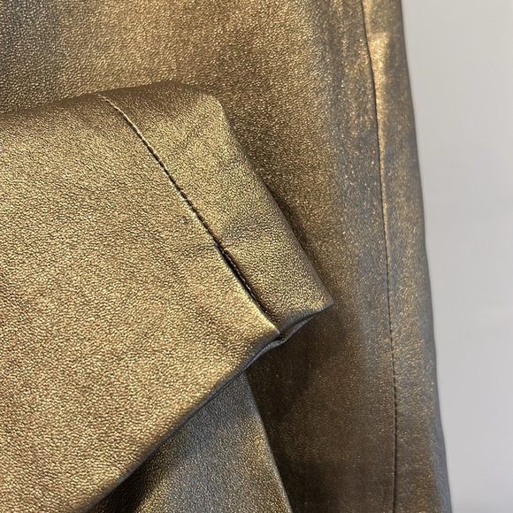 Ralph Lauren Black Label Genuine Lamb Leather Pants Bonded Metallic Gold 8 - Picture 5 of 9